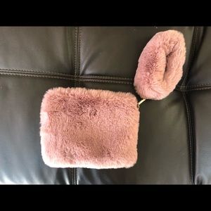 Faux fur wristlet